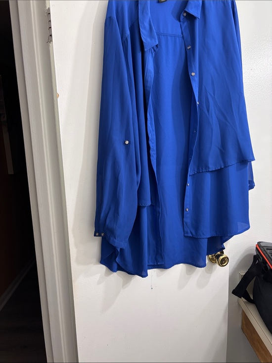 Lane Bryant Tops - Lane Bryant Cobalt Blue Layered Button-Up Blouse
